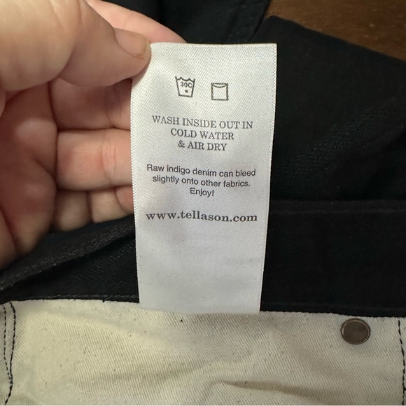 Tellason Japanese Black Selvedge Denim Blubaugh Mid Rise Slim Straight Jeans 33 - Picture 11 of 15